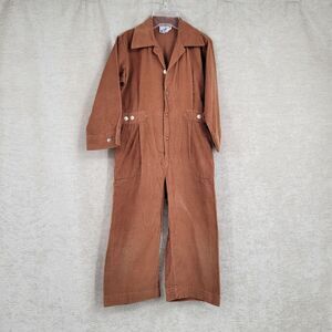Dotty Dan Vintage Brown Corduroy Mechanic Utility Style Jumpsuit Coveralls